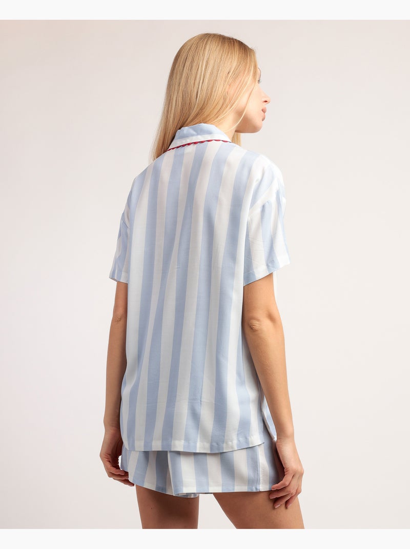 Pigiama a maniche corte da donna ADMAS CLASSIC con righe chiare classiche Blu - Kiabi