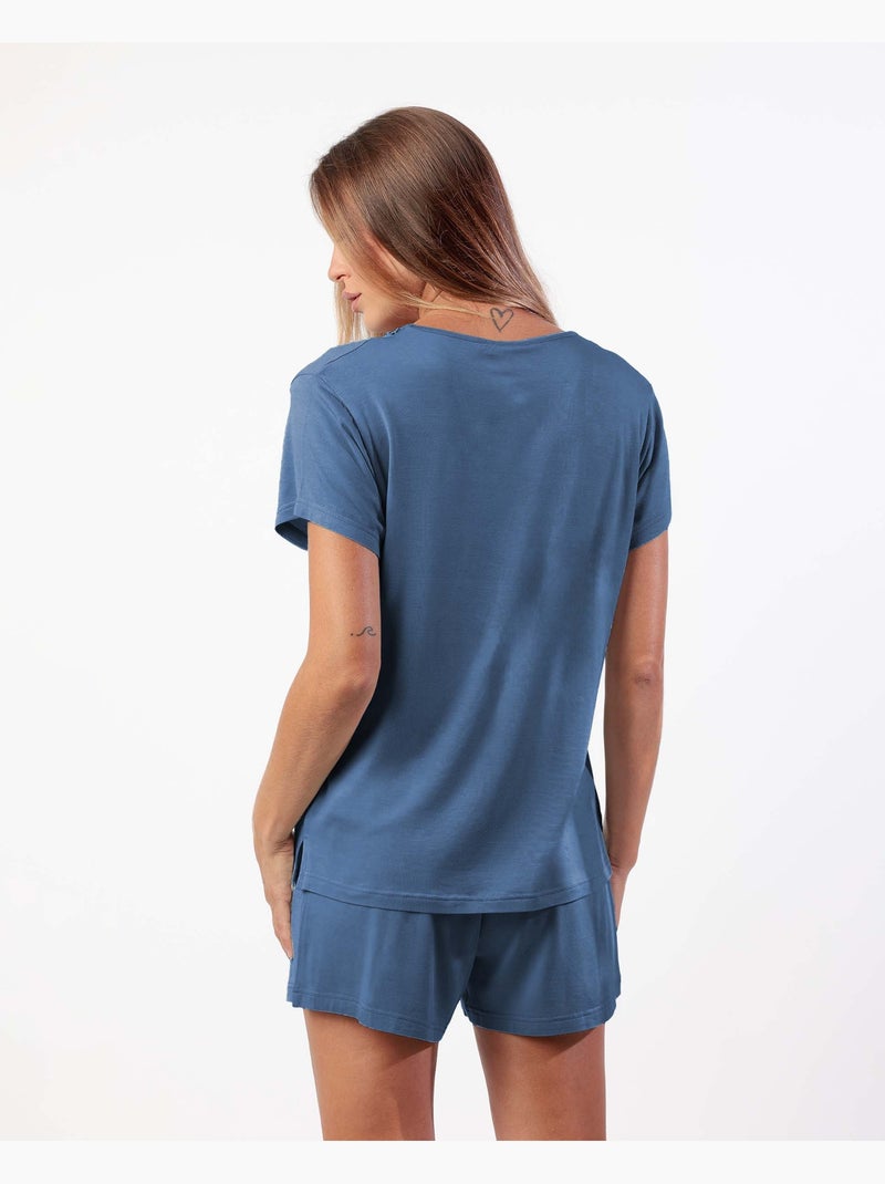 Pigiama a maniche corte da donna ADMAS CLASSIC Fresh Air Blu - Kiabi