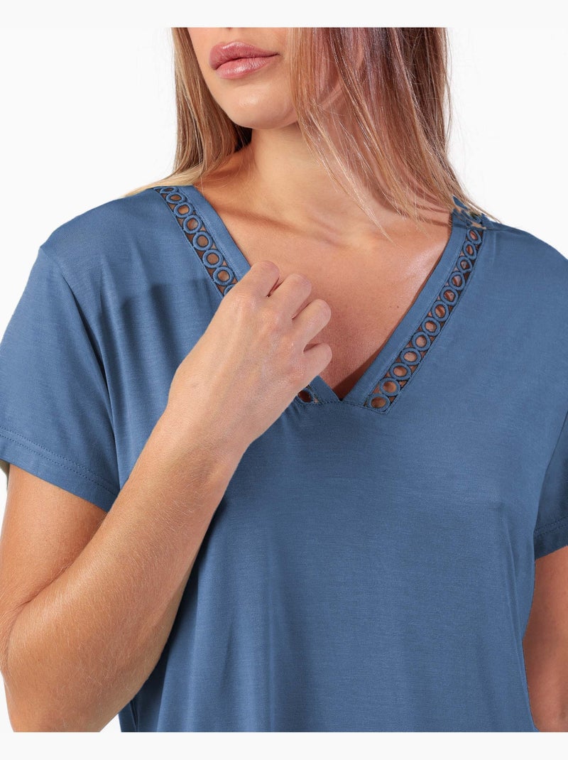 Pigiama a maniche corte da donna ADMAS CLASSIC Fresh Air Blu - Kiabi