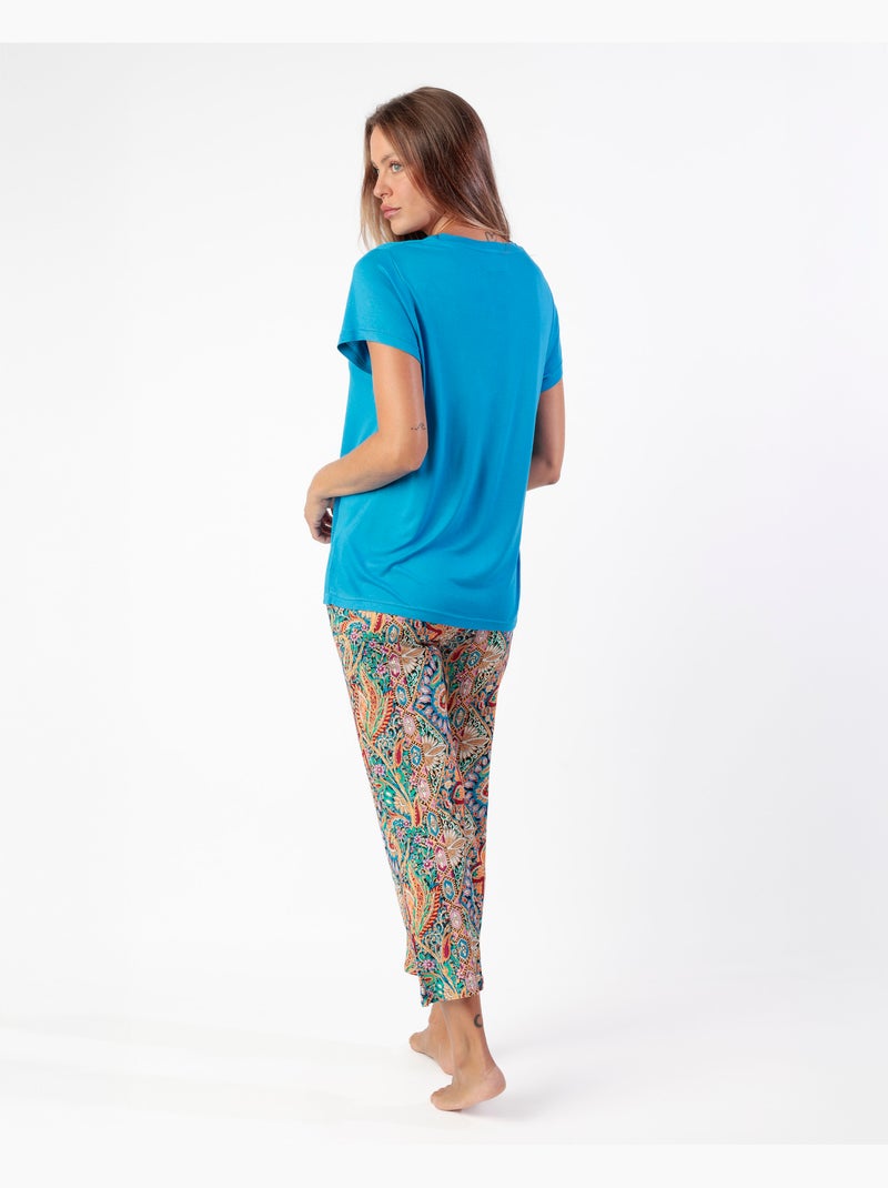 Pigiama a maniche corte da donna ADMAS GARDEN Garden Border Blu - Kiabi