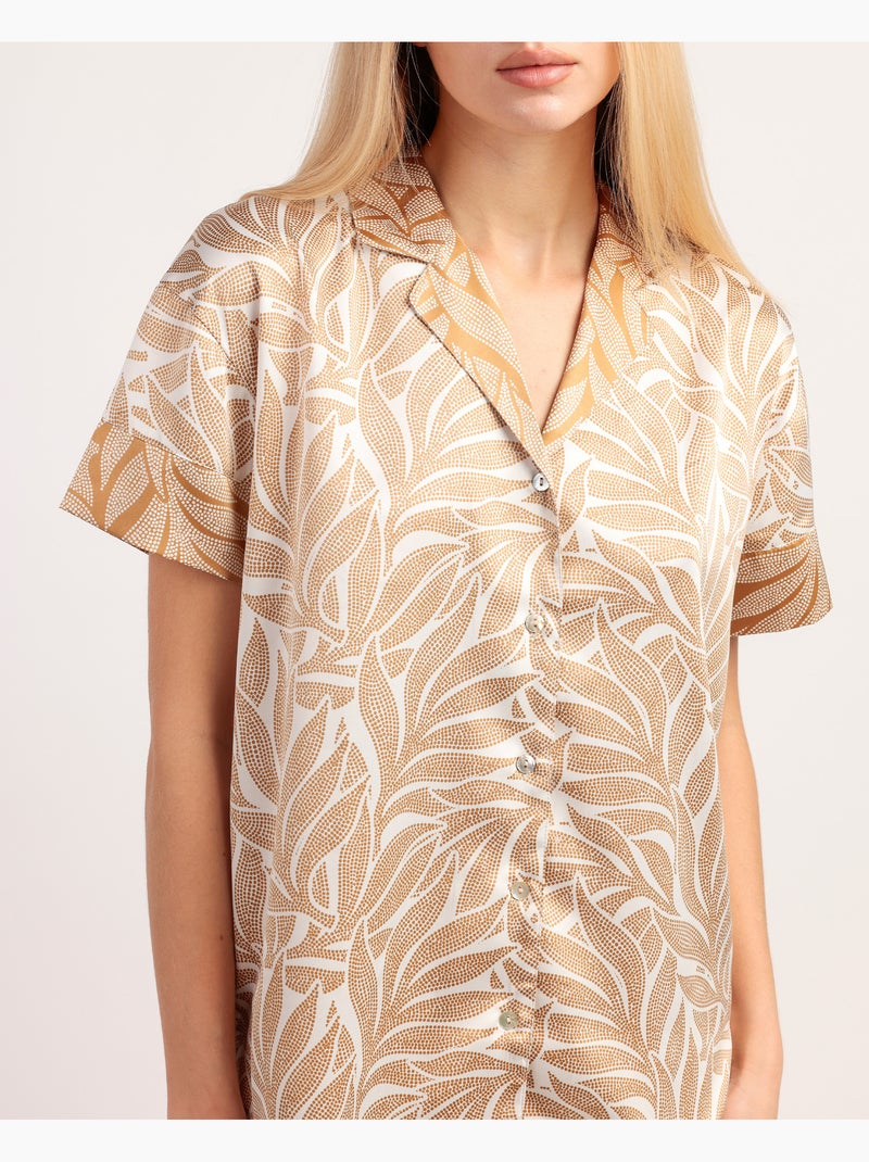 Pigiama a maniche corte da donna ADMAS LUXURY Luxe Leaves Oro - Kiabi