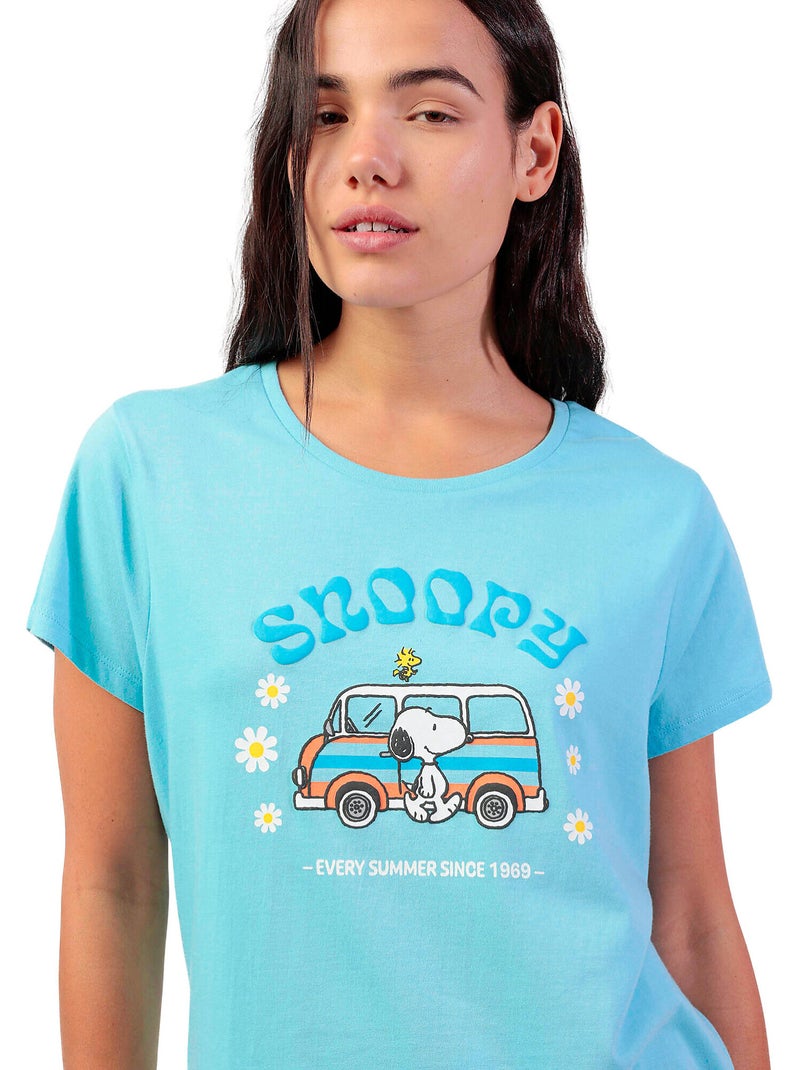 Pigiama a maniche corte da donna con furgone Snoopy dei PEANUTS Blu - Kiabi