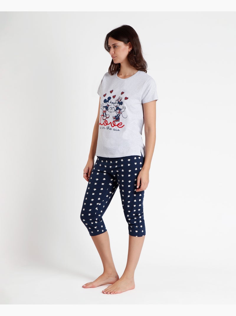 Pigiama a maniche corte da donna DISNEY Love is in the Air Blu - Kiabi