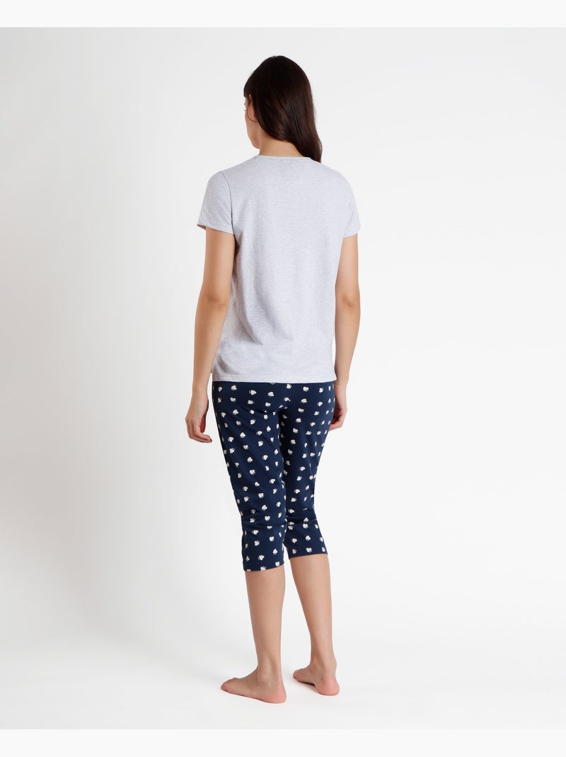 Pigiama a maniche corte da donna DISNEY Love is in the Air Blu - Kiabi