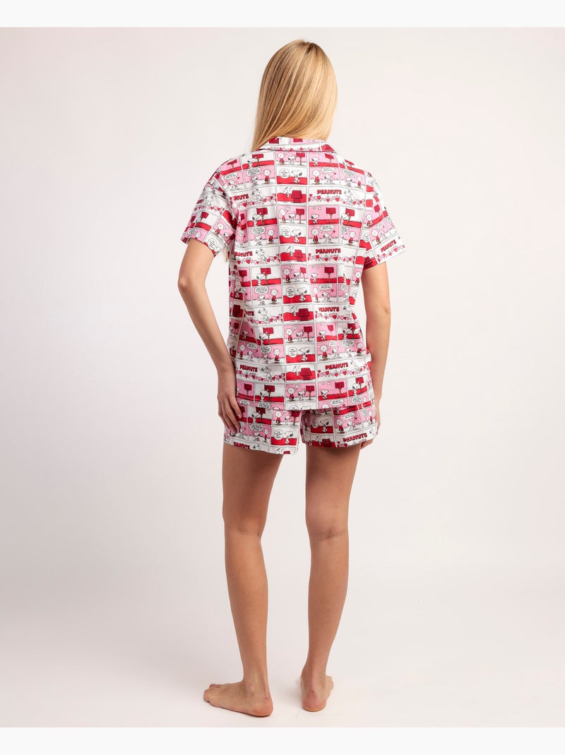 Pigiama a maniche corte da donna PEANUTS Love Valentines Rosso - Kiabi