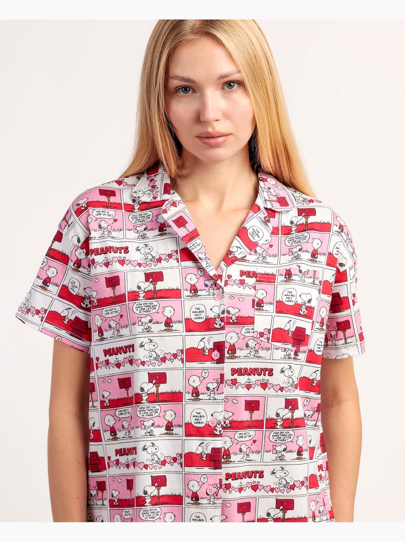 Pigiama a maniche corte da donna PEANUTS Love Valentines Rosso - Kiabi
