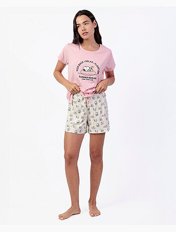 Pigiama a maniche corte da donna PEANUTS Summer Break