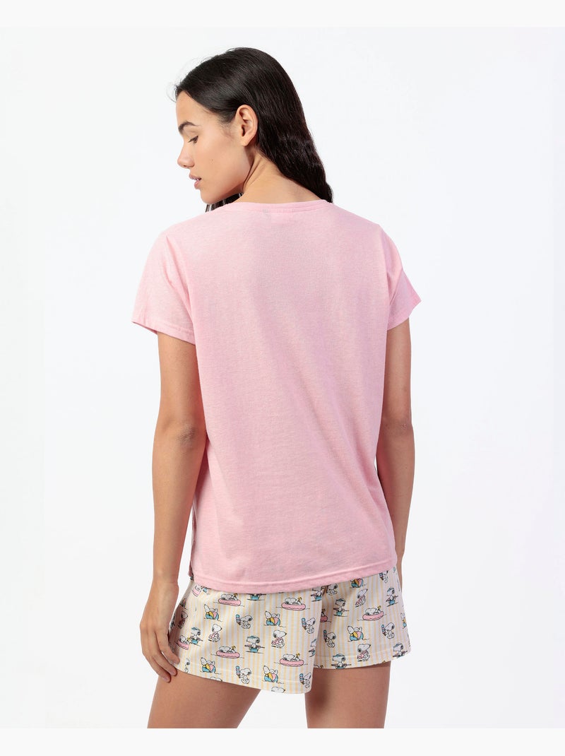 Pigiama a maniche corte da donna PEANUTS Summer Break Rosa - Kiabi
