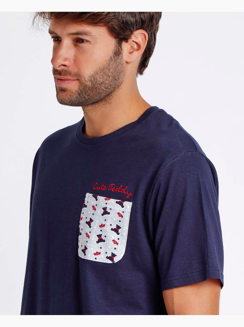 Pigiama a maniche corte da uomo ADMAS Teddy carino Blu marino - Kiabi