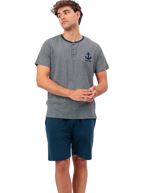 Pigiama a maniche corte da uomo ANTONIO MIRO con motivo Anchor - Kiabi Pigiama a maniche corte da uomo ANTONIO MIRO con motivo Anchor - Kiabi