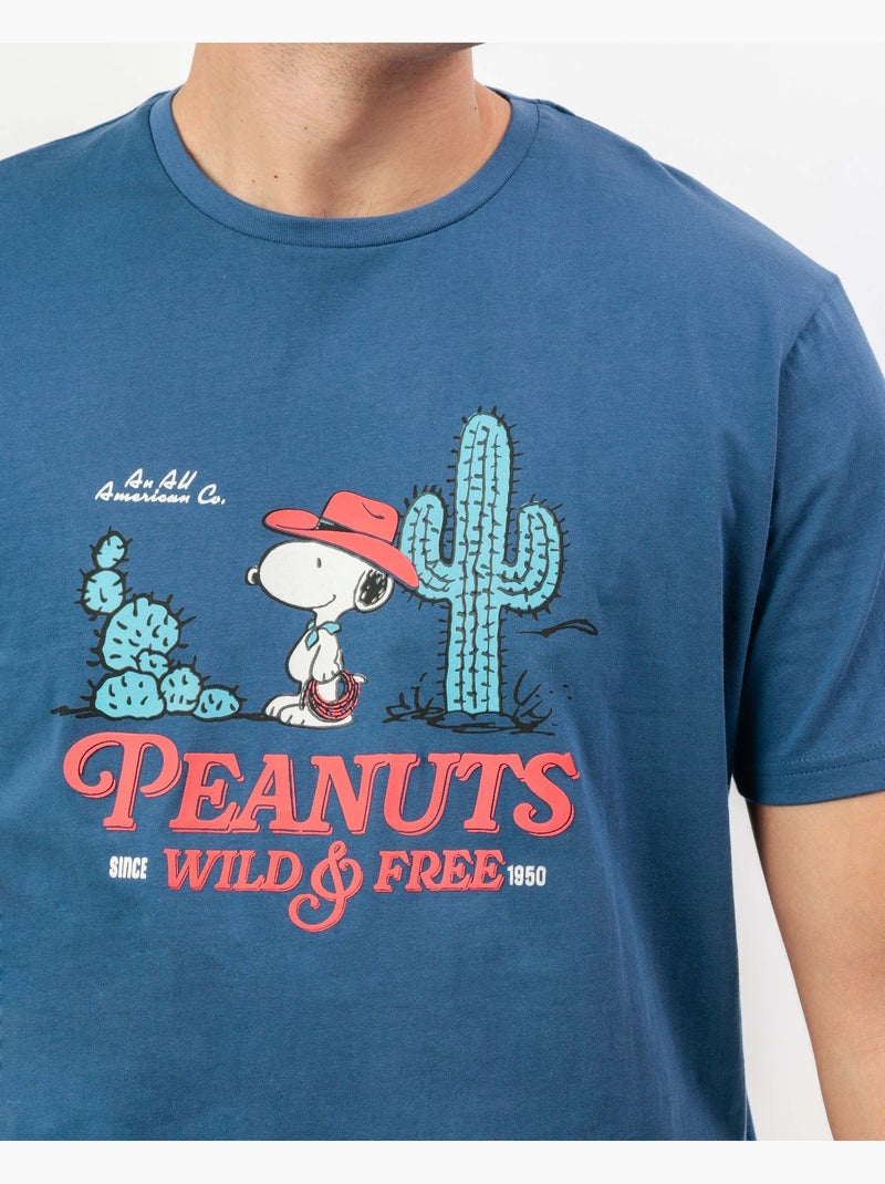 Pigiama a maniche corte da uomo Cowboy Club di PEANUTS Blu - Kiabi