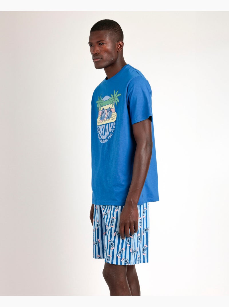 Pigiama a maniche corte da uomo DISNEY Stitch Waves Blu - Kiabi