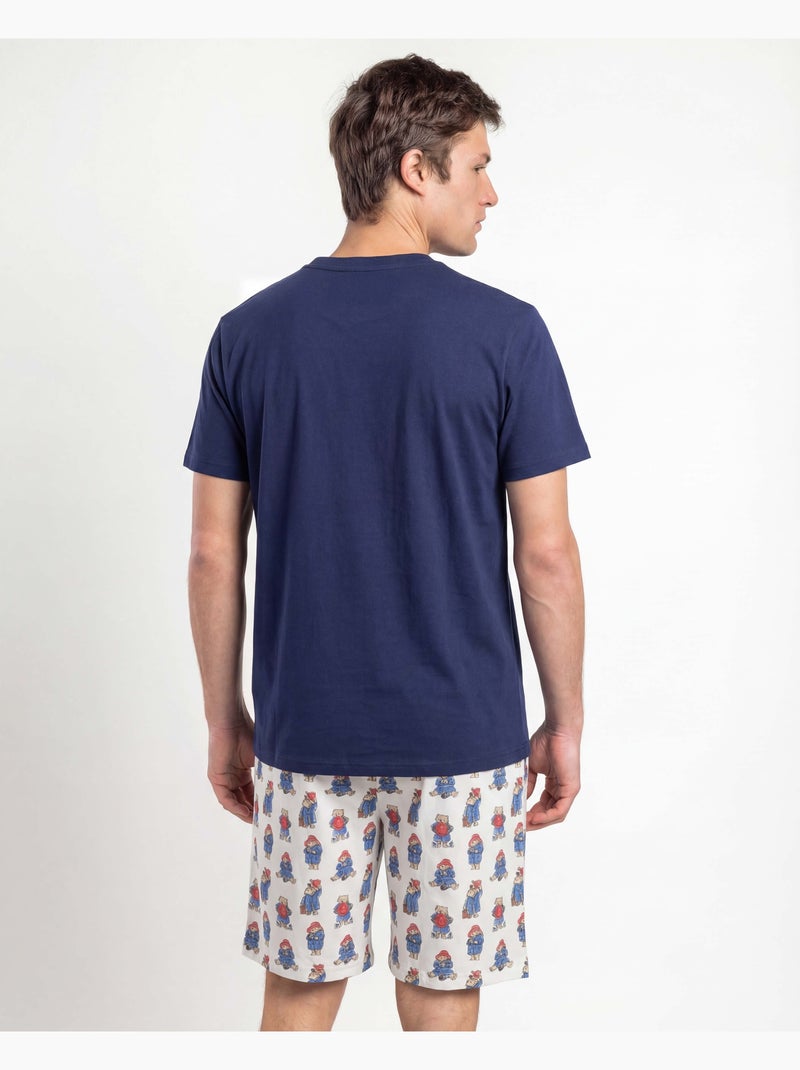 Pigiama a maniche corte da uomo PADDINGTON CLASSIC con stampa acquerello Blu marino - Kiabi