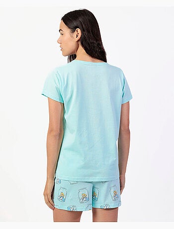 Pigiama a maniche corte Disney Alice blu da donna