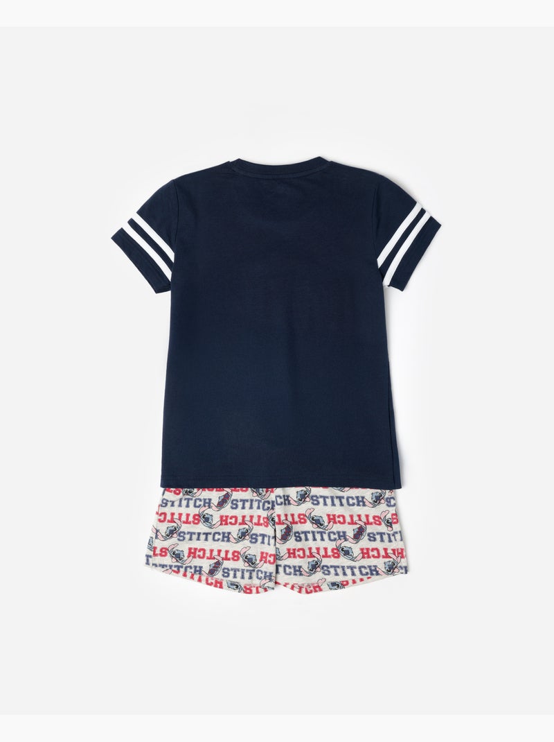 Pigiama a maniche corte DISNEY Stitch University per ragazzi Blu marino - Kiabi