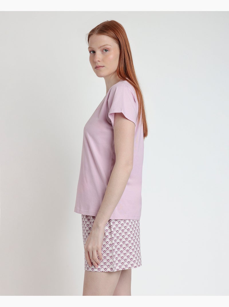 Pigiama a maniche corte in stile greco da donna STAY AT HOME Malva - Kiabi