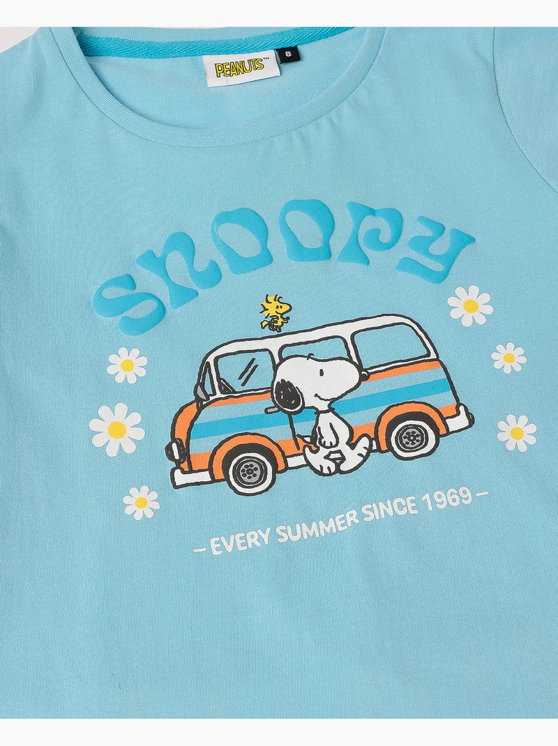 Pigiama a maniche corte per bambine PEANUTS Snoopy Van Blu - Kiabi
