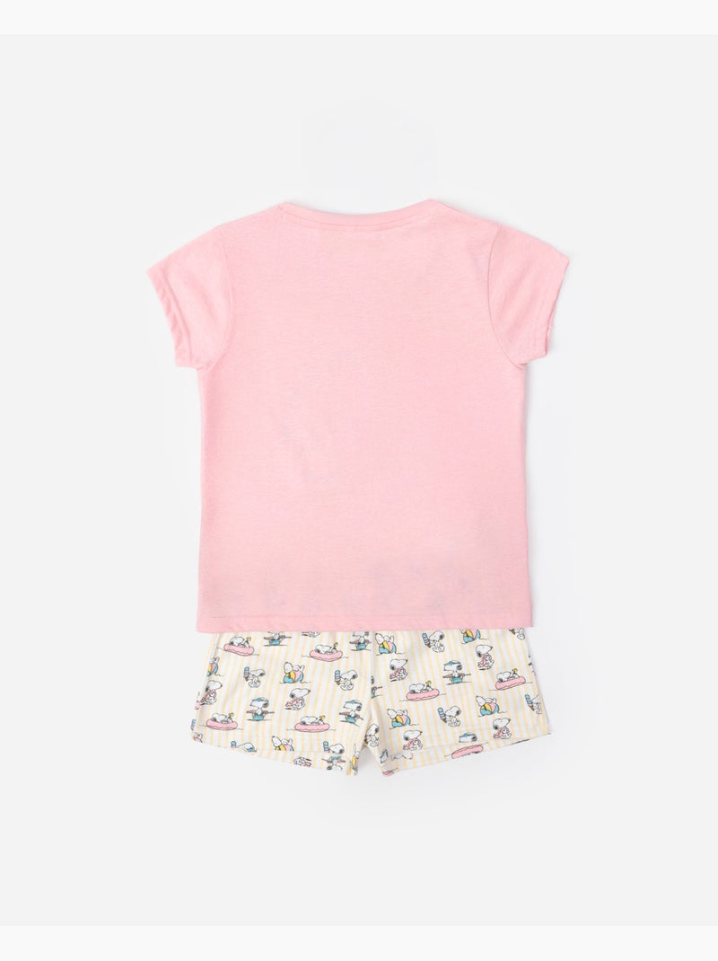 Pigiama a maniche corte per ragazze PEANUTS Summer Break Rosa - Kiabi