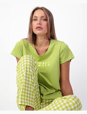 Pigiama a maniche corte Vichy Mood da donna ADMAS