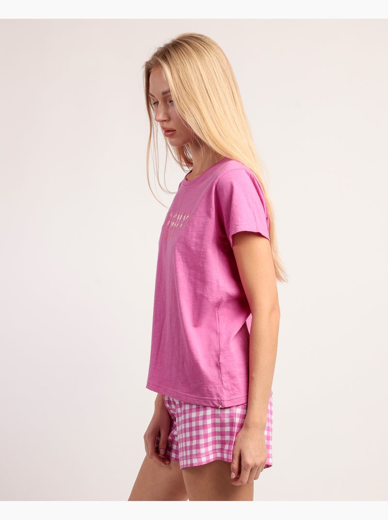 Pigiama a maniche corte Vichy Mood da donna ADMAS Rosa - Kiabi