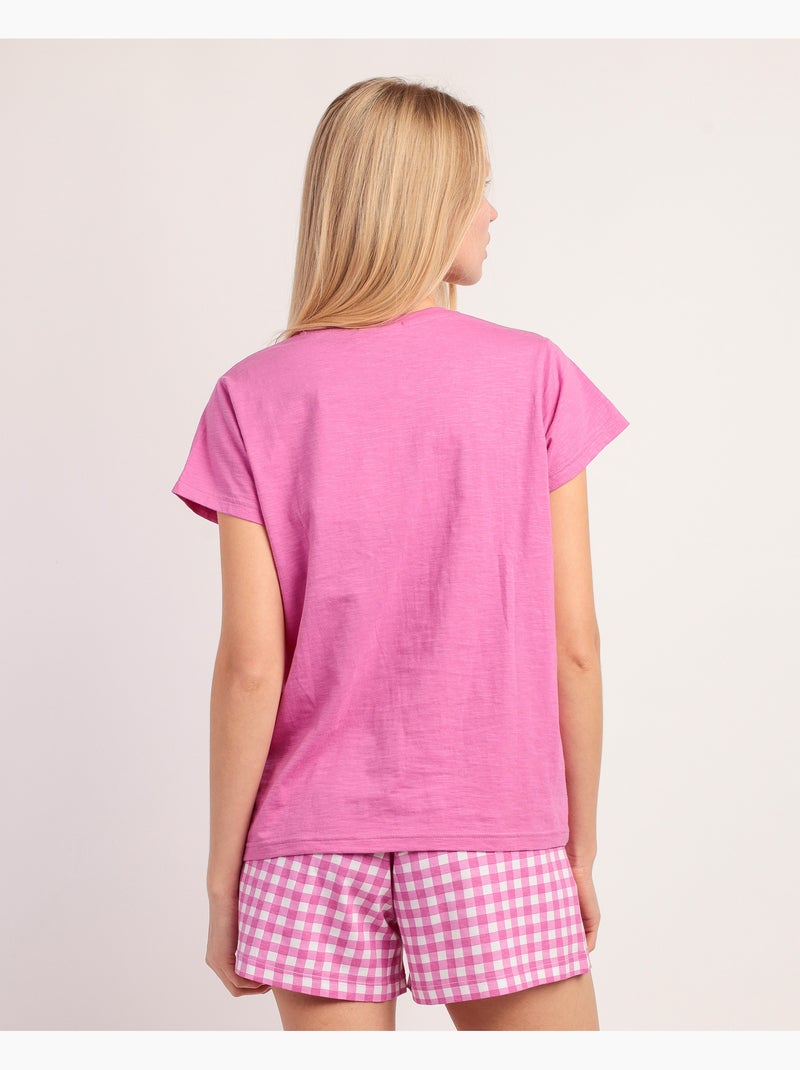 Pigiama a maniche corte Vichy Mood da donna ADMAS Rosa - Kiabi