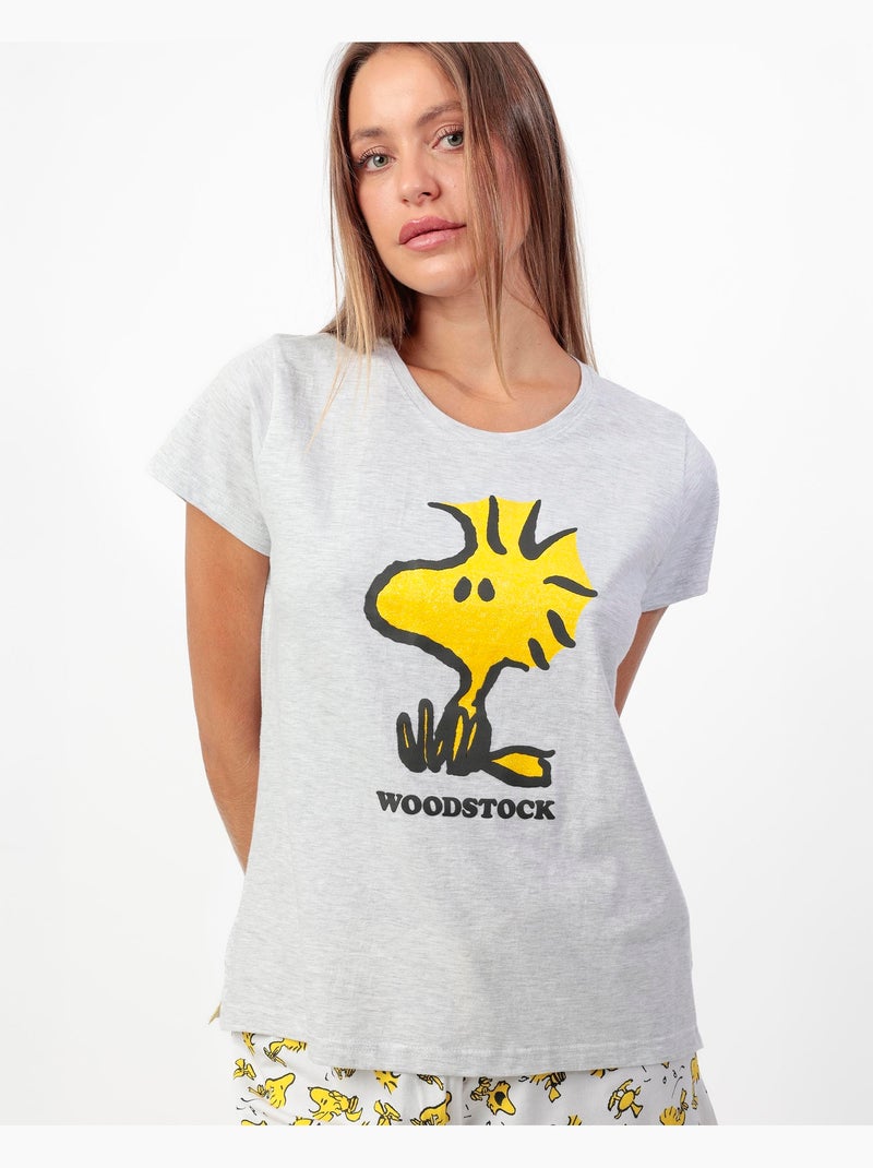 Pigiama a maniche corte Woodstock da donna PEANUTS Grigio melangiato - Kiabi