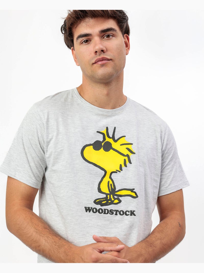 Pigiama a maniche corte Woodstock da uomo dei PEANUTS Grigio melangiato - Kiabi