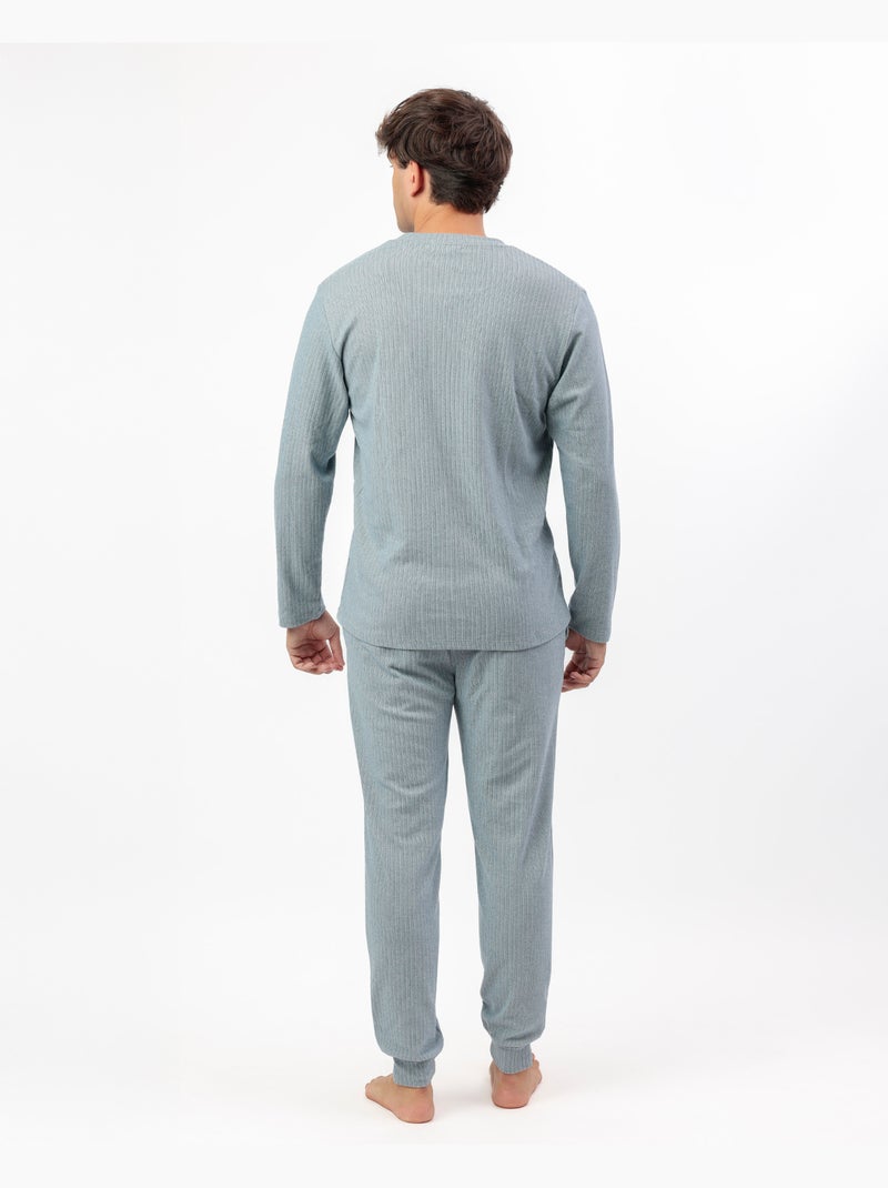 Pigiama a maniche lunghe a coste supersoft da uomo ADMAS HOME Blu - Kiabi