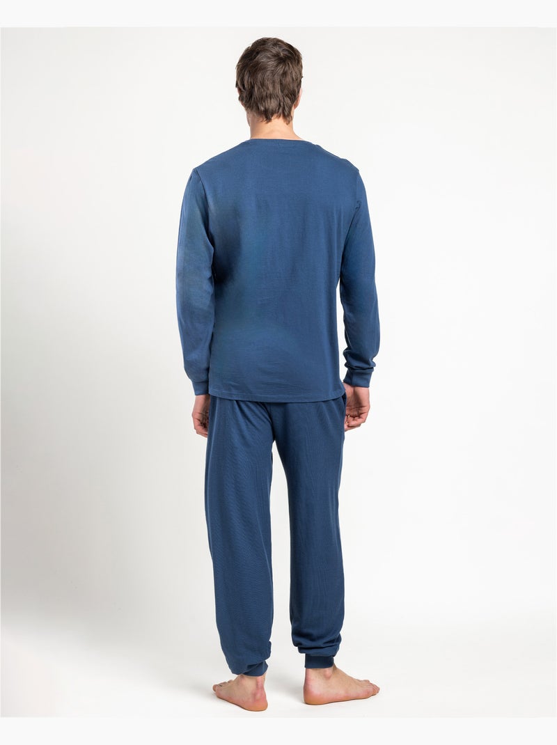 Pigiama a maniche lunghe a nido d'ape da uomo ADMAS HOME Blu - Kiabi