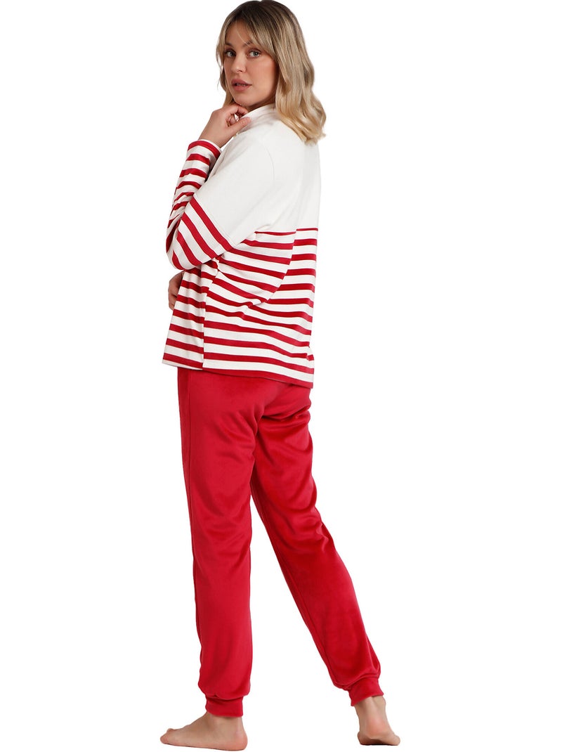 Pigiama a maniche lunghe a righe da donna DISNEY King Mickey Bordeaux - Kiabi