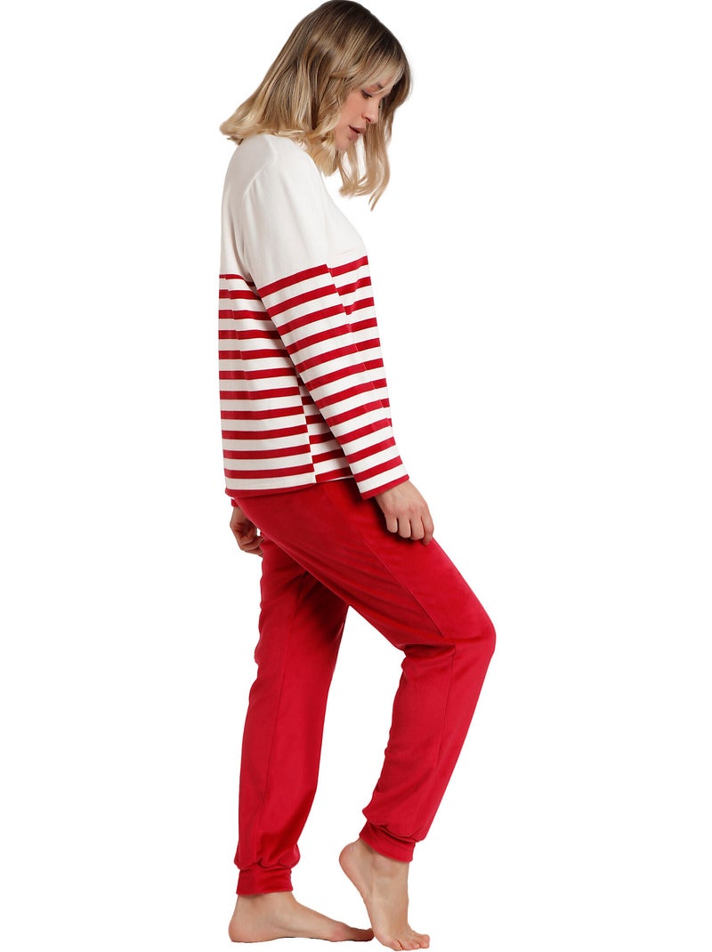 Pigiama a maniche lunghe a righe da donna DISNEY King Mickey Bordeaux - Kiabi