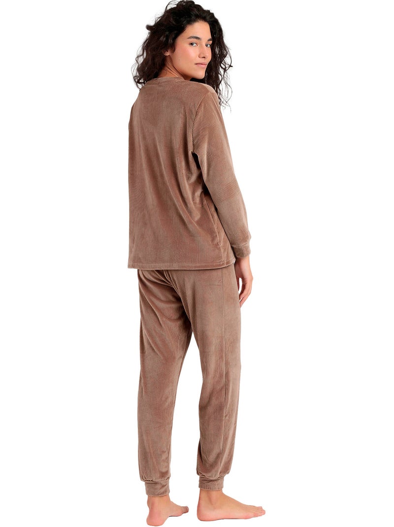 Pigiama a maniche lunghe a righe Relax Home da donna ADMAS CLASSIC Marrone cioccolato - Kiabi