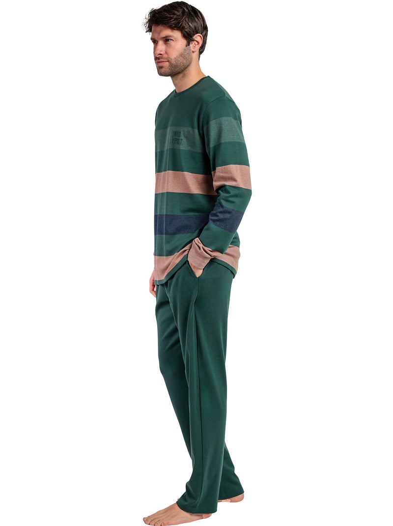 Pigiama a maniche lunghe a righe Wild Spirit da uomo ADMAS Verde - Kiabi
