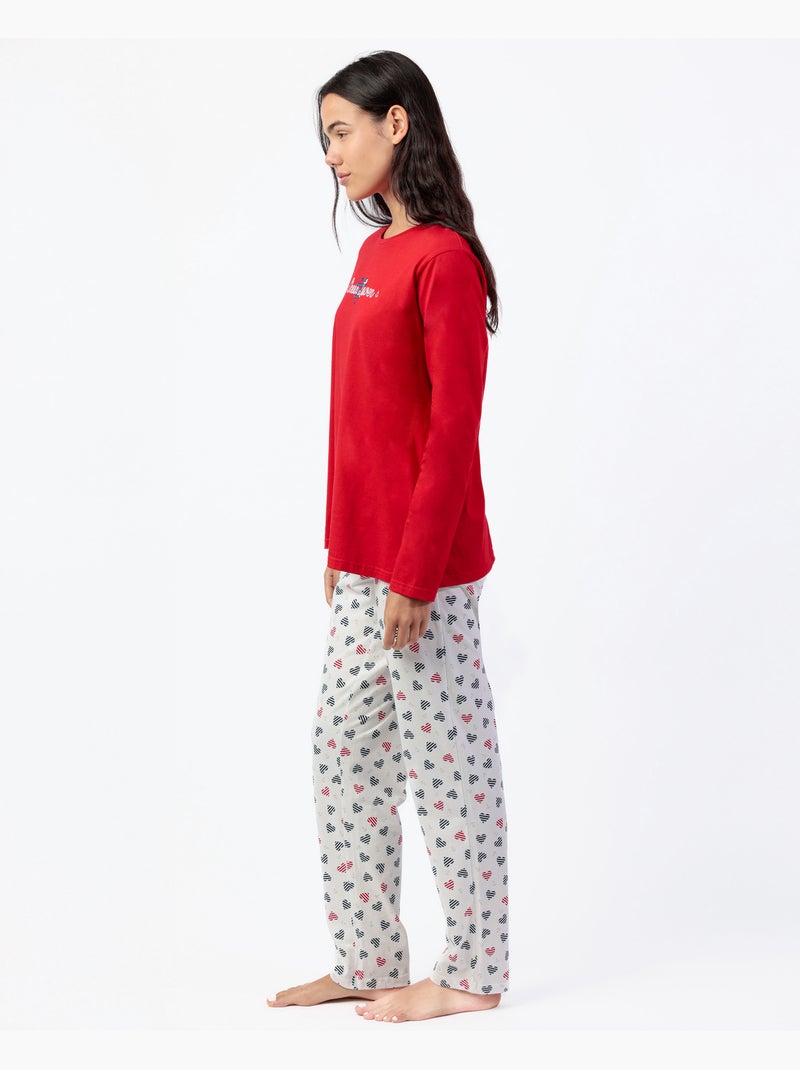 Pigiama a maniche lunghe ADMAS da donna Ocean Lover Rosso - Kiabi