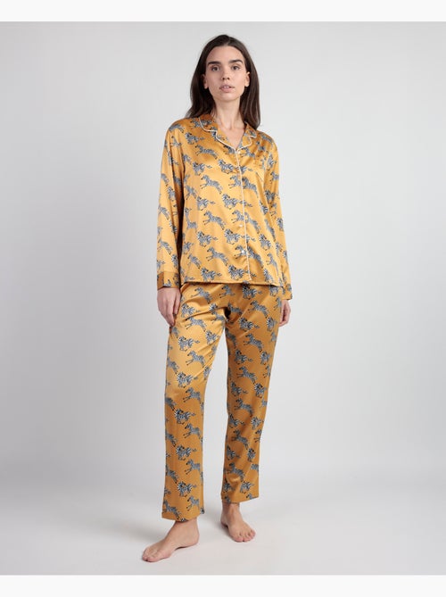 Pigiama a maniche lunghe aperto in raso zebrato oro da donna ADMAS LUXURY - Kiabi Pigiama a maniche lunghe aperto in raso zebrato oro da donna ADMAS LUXURY - Kiabi