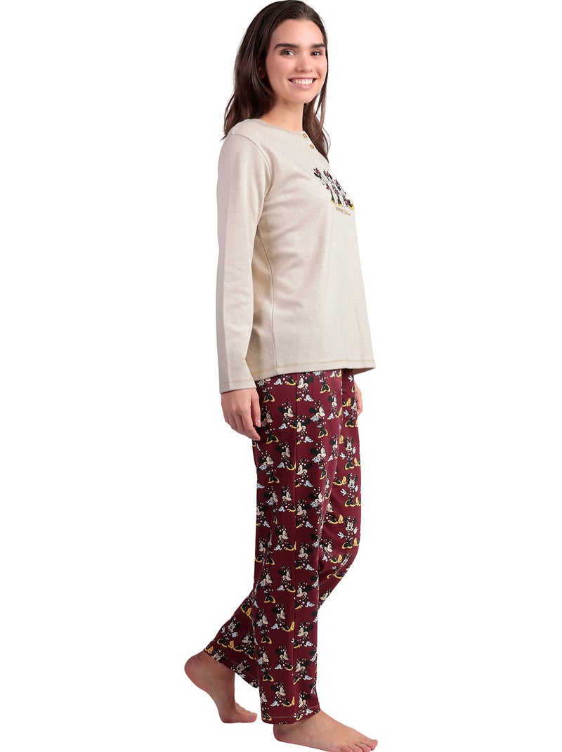 Pigiama a maniche lunghe con bottoni da donna DISNEY Minnie Mouse Ecru - Kiabi