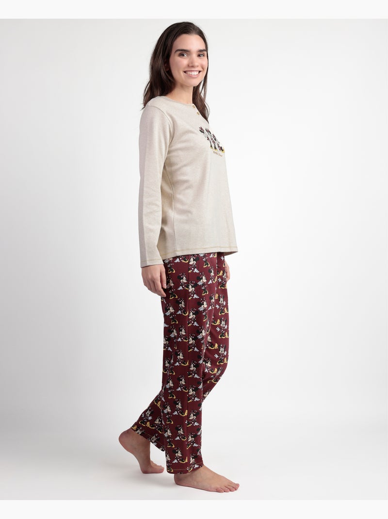 Pigiama a maniche lunghe con bottoni disney minnie mouse da donna Ecru - Kiabi