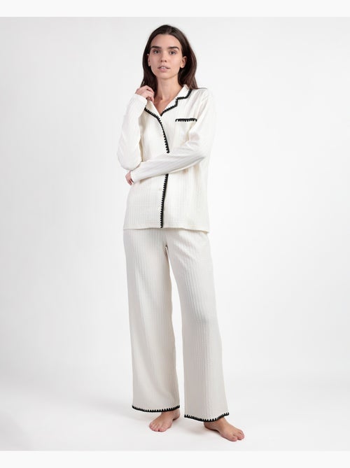 Pigiama a maniche lunghe con cuciture aperte da donna ADMAS LUXURY - Kiabi Pigiama a maniche lunghe con cuciture aperte da donna ADMAS LUXURY - Kiabi