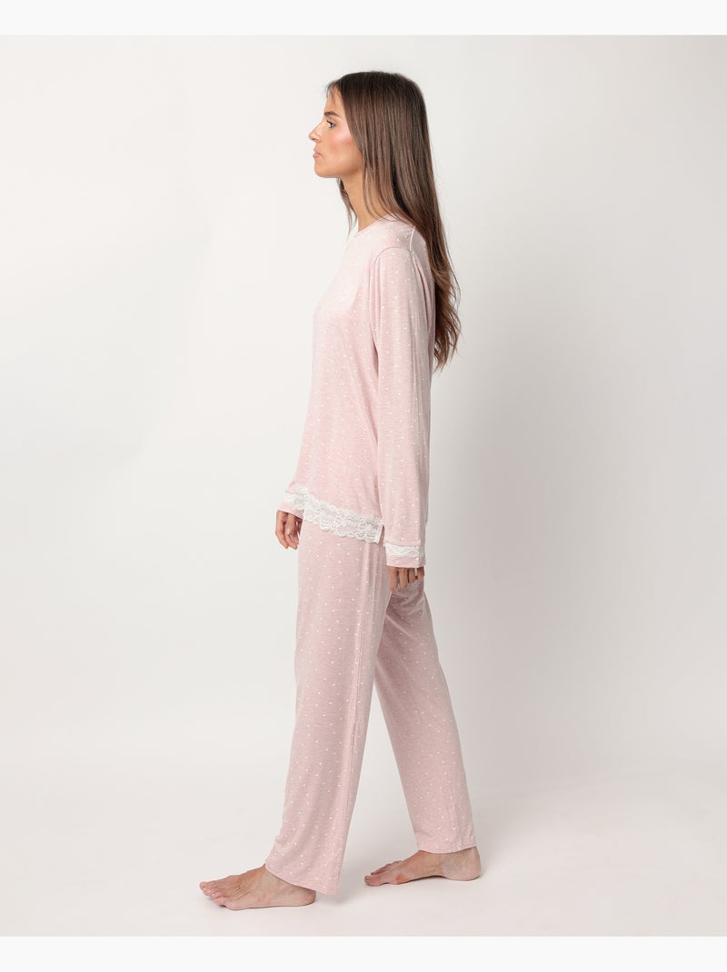 Pigiama a maniche lunghe con cuori ADMAS CLASSIC da donna Rosa - Kiabi