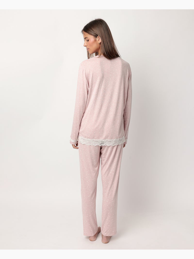 Pigiama a maniche lunghe con cuori ADMAS CLASSIC da donna Rosa - Kiabi