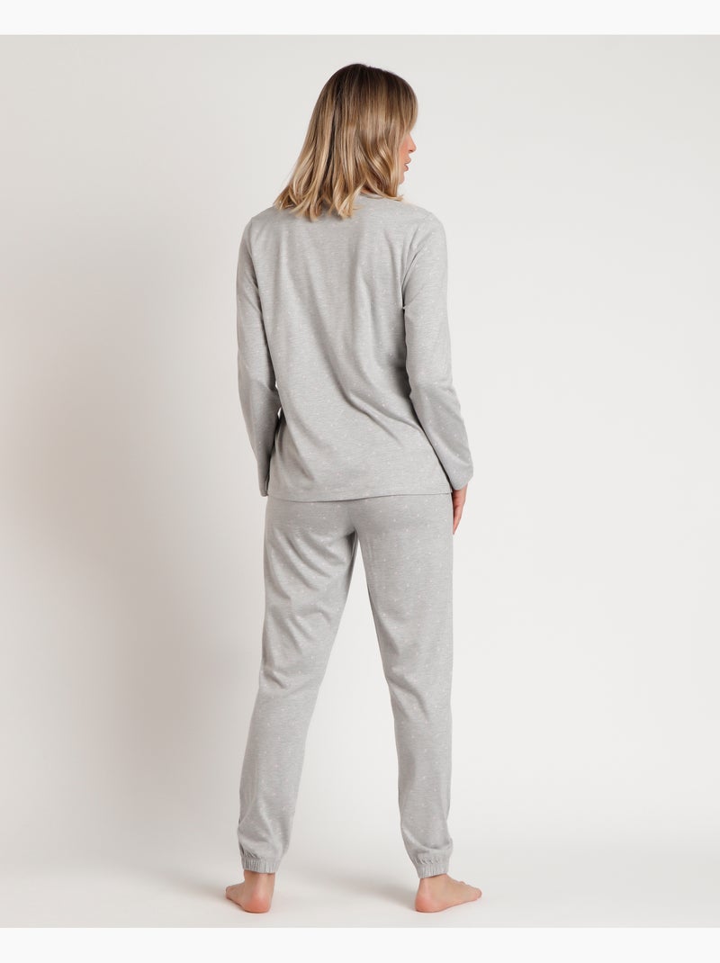 Pigiama a maniche lunghe con cuori rosa da donna ADMAS CLASSIC Grigio melangiato - Kiabi