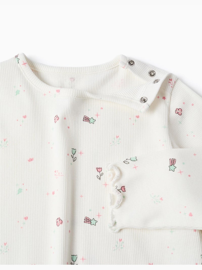 Pigiama a maniche lunghe con fiori e stelle Bianco - Kiabi