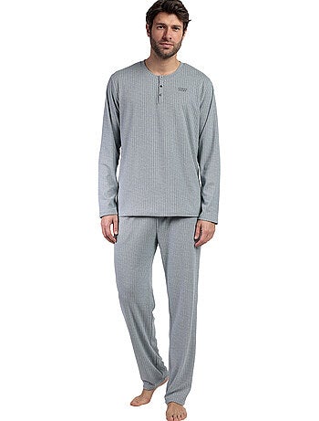 Pigiama a maniche lunghe con patta a coste supersoft da uomo ADMAS HOME