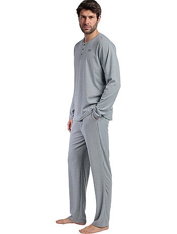 Pigiama a maniche lunghe con patta a coste supersoft da uomo ADMAS HOME