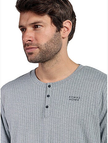 Pigiama a maniche lunghe con patta a coste supersoft da uomo ADMAS HOME