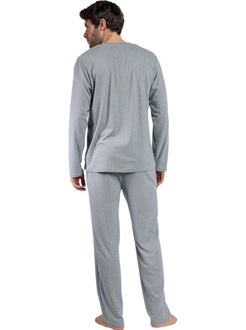 Pigiama a maniche lunghe con patta a coste supersoft da uomo ADMAS HOME - Kiabi Pigiama a maniche lunghe con patta a coste supersoft da uomo ADMAS HOME - Kiabi