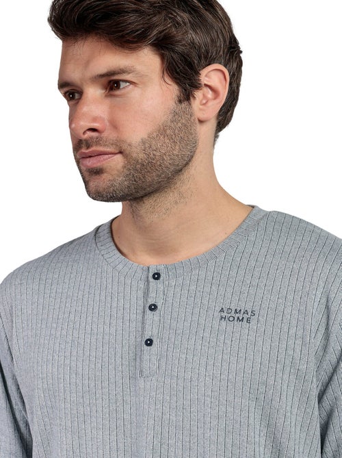 Pigiama a maniche lunghe con patta a coste supersoft da uomo ADMAS HOME - Kiabi Pigiama a maniche lunghe con patta a coste supersoft da uomo ADMAS HOME - Kiabi