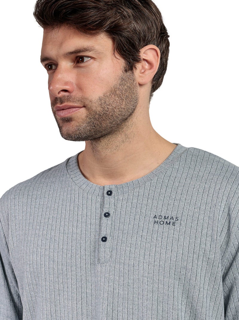 Pigiama a maniche lunghe con patta a coste supersoft da uomo ADMAS HOME Blu - Kiabi