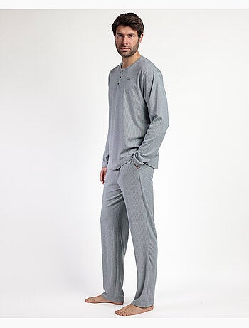 Pigiama a maniche lunghe con patta a coste supersoft da uomo ADMAS HOME