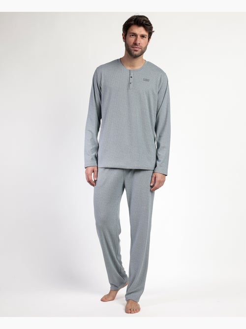 Pigiama a maniche lunghe con patta a coste supersoft da uomo ADMAS HOME - Kiabi Pigiama a maniche lunghe con patta a coste supersoft da uomo ADMAS HOME - Kiabi